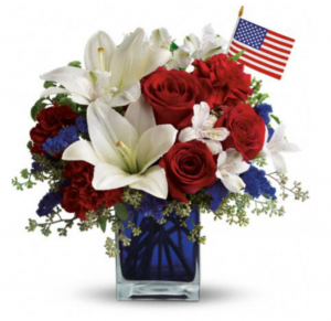 red white and blue flowers