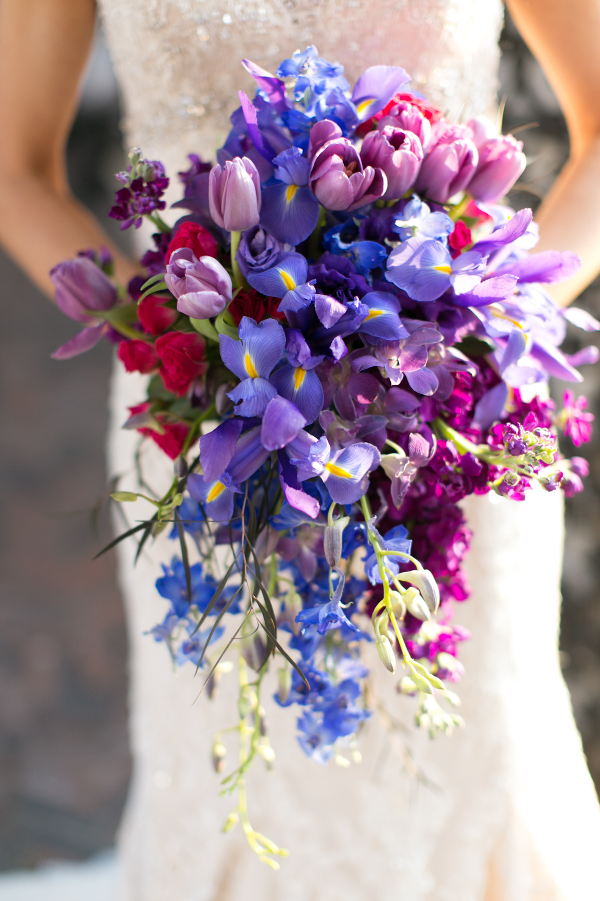 Bride with Blue Flower Bouquet at Wedding - Belle Fiori