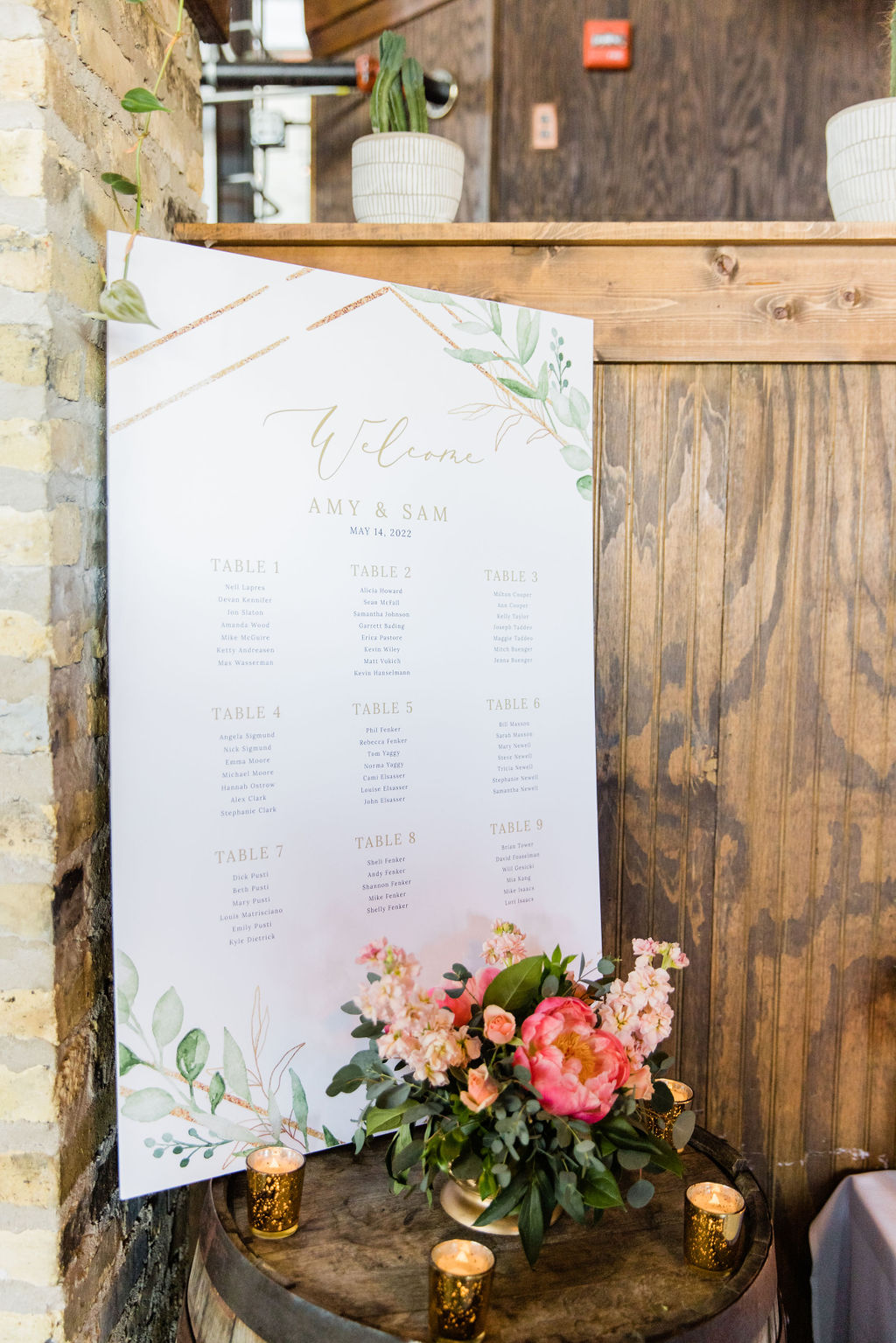 Coral Peonies Seating Chart
