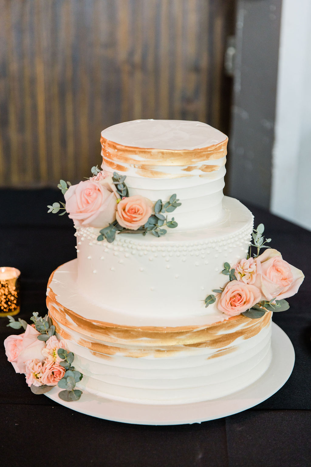 Coral Peonies Wedding Cake